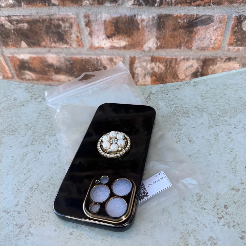 Luxury Black Phone Case with Ring Holder iPhone 14 Pro
